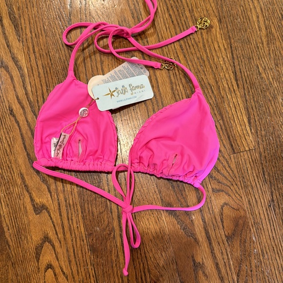 NWT Lulifama bikini top triangle top small shock pink - Picture 4 of 7